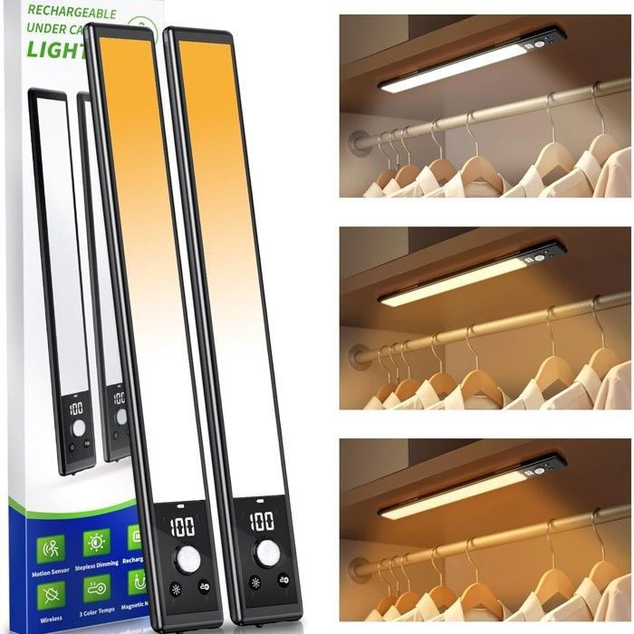 Lampe LED Rechargeable 30cm Cuisine Reglette - Sans Fil Mouvement Detecteur Lumiere Interieur Sous Meuble Placard Eclair REFLECTEUR