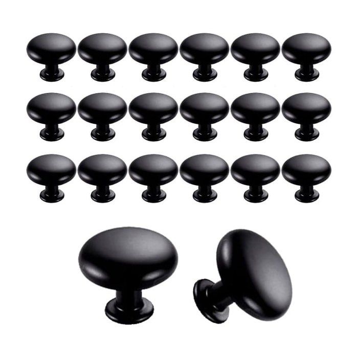 20 poignées de porte et de tiroir de 30 mm style vintage pour meubles de cuisine (noires)