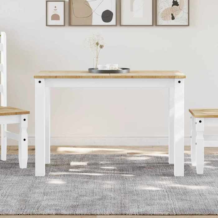 Blanc Table à manger Panama blanc 112x60x75 cm bois massif de pin - Table de cuisine H6278