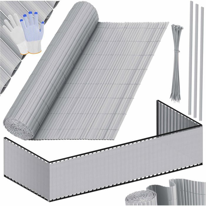 Clôture pare-vue en PVC - KESSER - Gris clair - 120 x 400 cm - Résistant aux intempéries - Imperméable