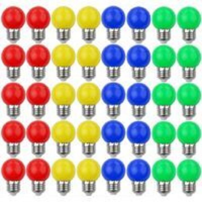Ampoules LED colorées - Ahlsen - Lot de 40 ampoules - Puissance 3W - Culot E27 - Forme mini globe - Idéal pour mariages
