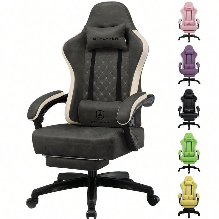 Chaise Gaming Ergonomique GTPLAYER GTPLAYER Similicuir Mousse résiliente & ressorts Capacité 150kg