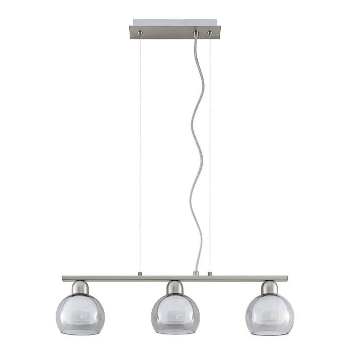 Suspension - Lucande - lampe suspendue - Verre - 68 x 14 x 7 8 cm - nickel gris fumée