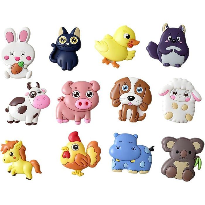 12 Pièces Aimant Frigo Animaux Magnet Frigo Tableau Magnétique Aimants de réfrigérateur pour enfants Animaux riches AIMANTS