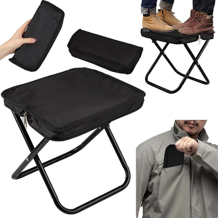 Siege Pliant Leger avec Poches Tabouret Pliable Portable avec Sac de Rangement Tabuerete Plegable de Camping Pliant Portable