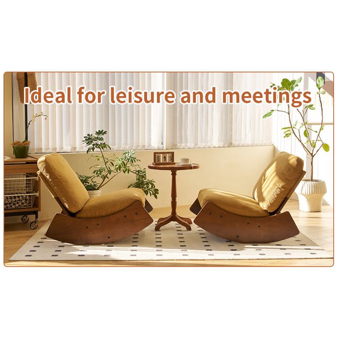 COVREO Lot de 2 fauteuils à bascule glider 615 x 899 x 719 cm en velours côtelé bois massif orange