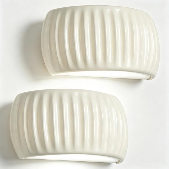 Diday Lot de 2 Applique Murale Intérieur LED 10W Moderne Lampe Murale Abat-jour en Résine Design Demi - cercle Blanc Lumière Froide