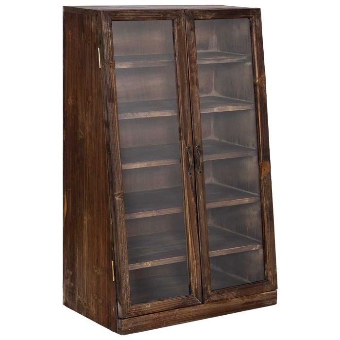 Vitrine en bois avec 2 portes vitrées et 5 étagères 50x29 5x80h cm Vitrine en bois avec 2 portes vitrées et 5 étagères 50x29 5x80h cm