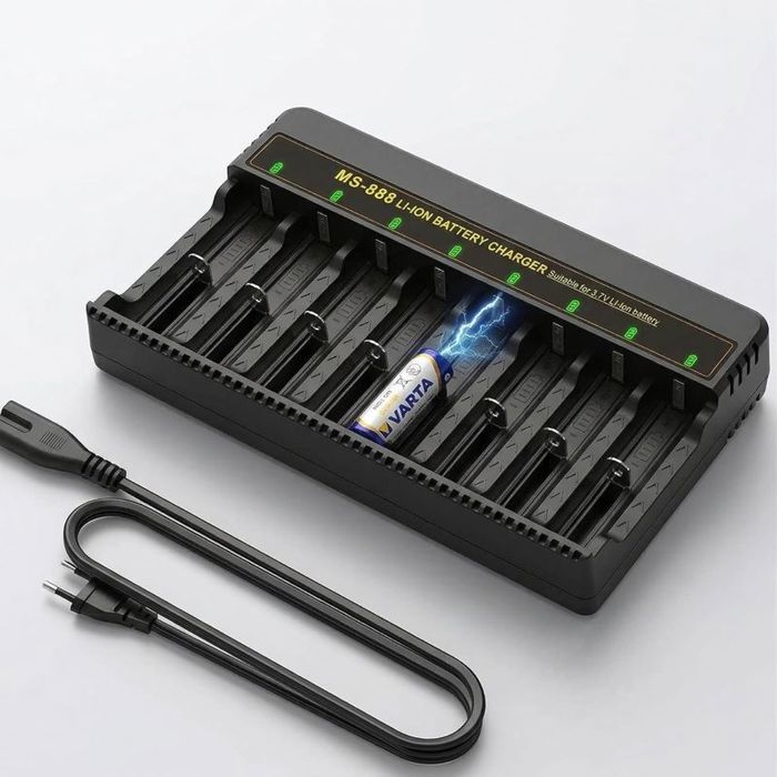 Chargeur 8 Batteries - Rapide Universel 3.7V - Compatible 18650 21700 - Canaux Indépendants - Pour Piles Rechargeables