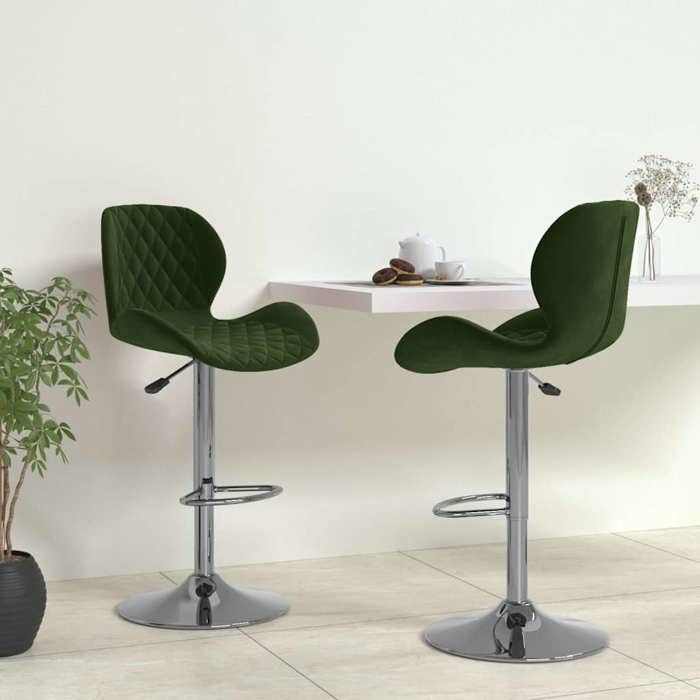 vidaXL Tabourets cuisine - Chaises de bar - lot de 2 - vert foncé velours @731