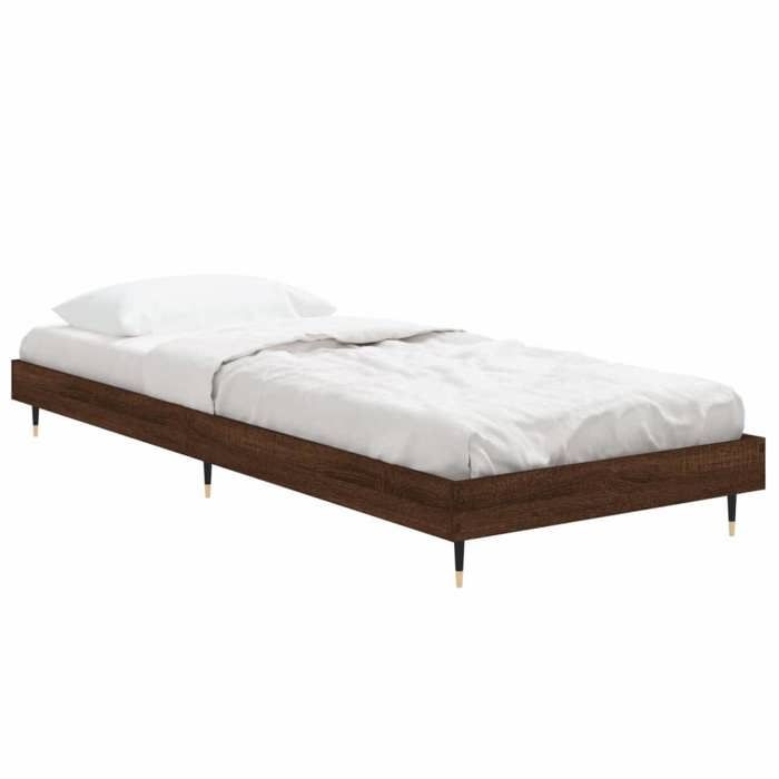 Structure de lit - HAOSHOP - Cadre de lit sans matelas chêne marron 75x190cm bois ingénierie&01_116977