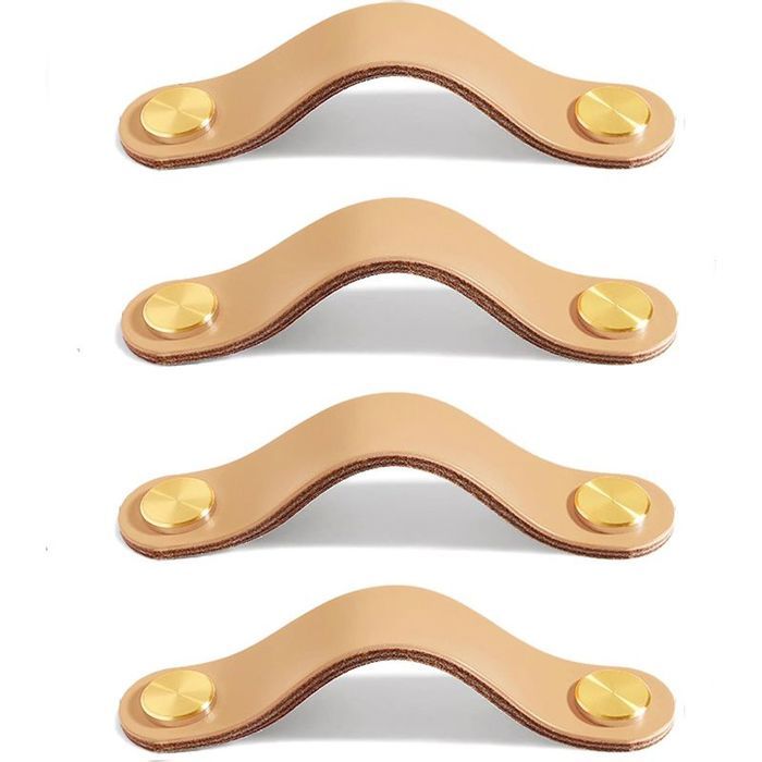 4 Pièces Poignées Cuir de Placard Poignées Cuir pour Tiroir Boutons de Porte Cuir Bouton Meuble Cuir Poignée en Cuir Délicat