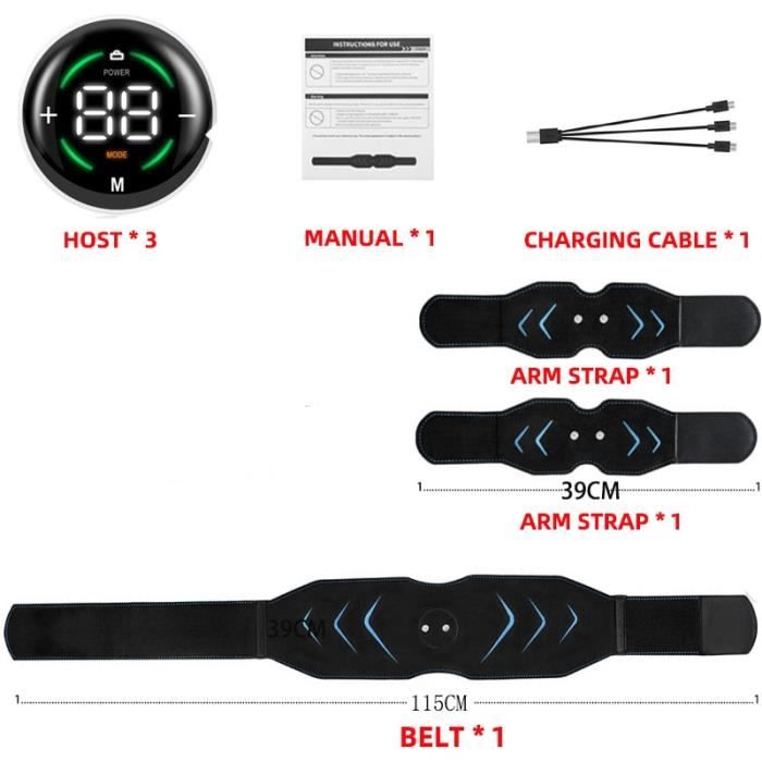 Stimulateur Musculaire EMS - Ceinture Abdominale à Intensité Réglable, Pour Entraînement Et Récupération à La Maison