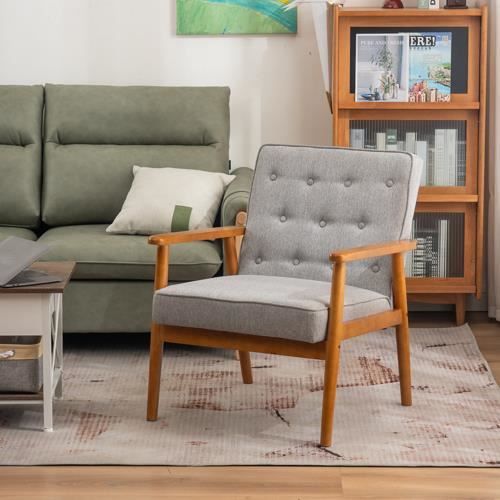 Lot de 2 fauteuils KALLI tissu vert pieds métal finition bois