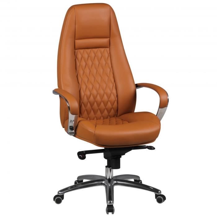 chaise de bureau en cuir véritable amstyle austin - caramel - dossier haut avec appuie-tête