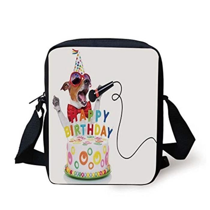 Besace Yztdw Decorations D Anniversaire Pour Les Enfants Chien Chanteur Musicien Avec Des Lunettes Et Une Image De Cones De Gateau Cdiscount Bagagerie Maroquinerie