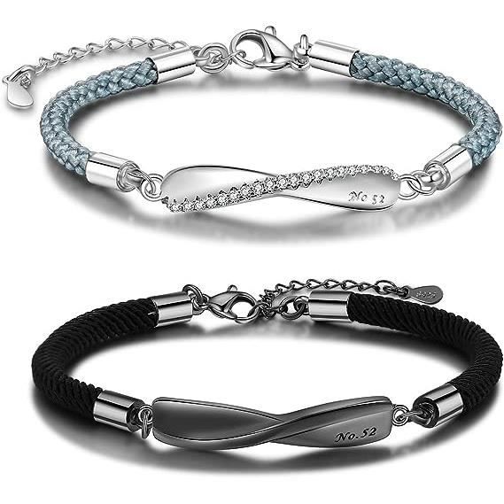 bracelets couple personnalisés avec gravure noms bracelet couple amoureux pour 2 bracelets de partenaire assortis à l'infini cadeaux