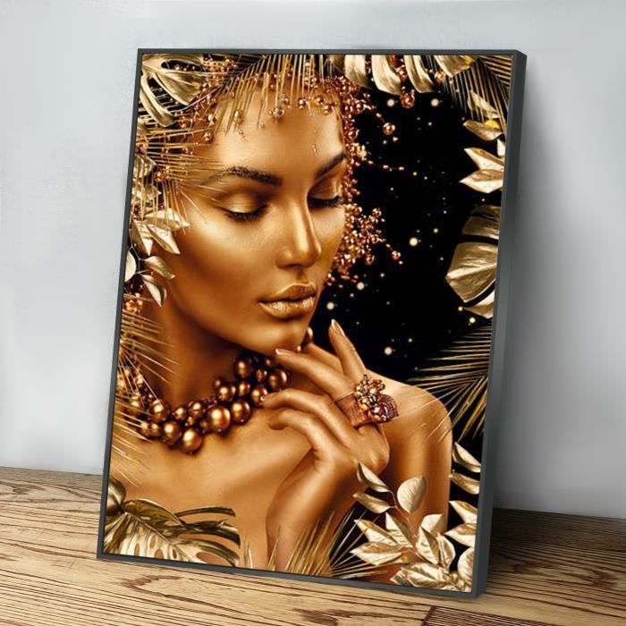 Graphic Message - Peinture sur toile - Femme africaine Goud - Beauty - Décoration