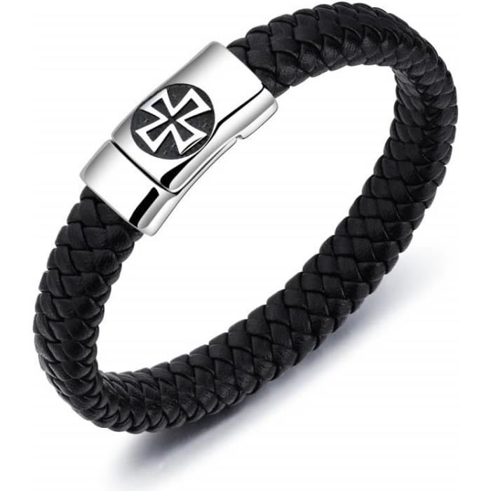 Bracelet Homme ANAZOZ - Silicone Noir Et Acier Inoxydable - 22 Cm
