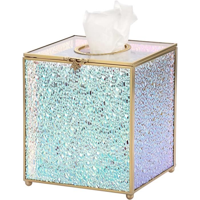 Boîte à Mouchoirs En Verre Et Métal Doré - Distributeur Élégant Pour Salon, Salle De Bain Ou Bureau