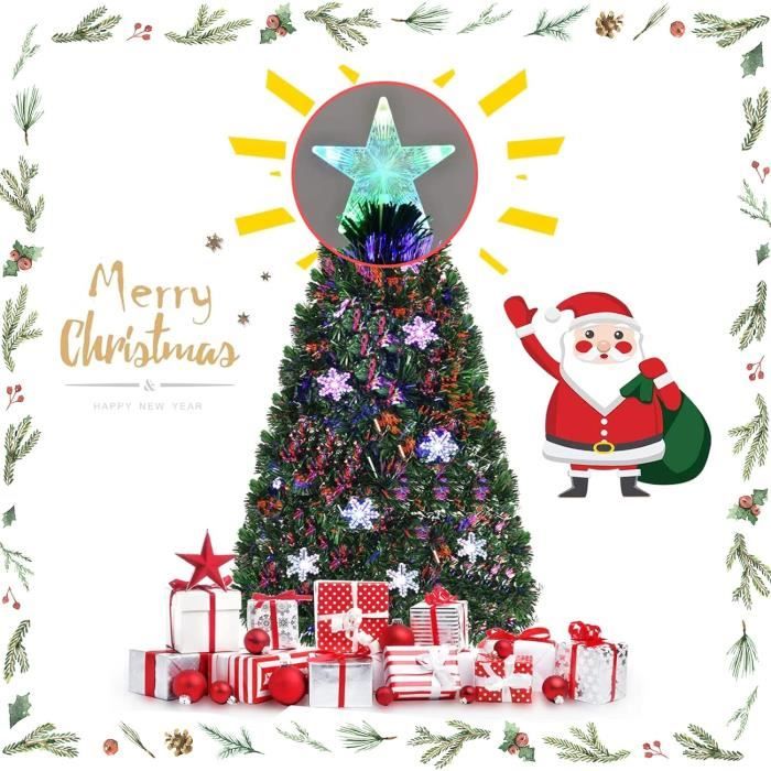 Sapin De Noël Artificiel Fibre Optique, 28 Flocons De Neige Lumières