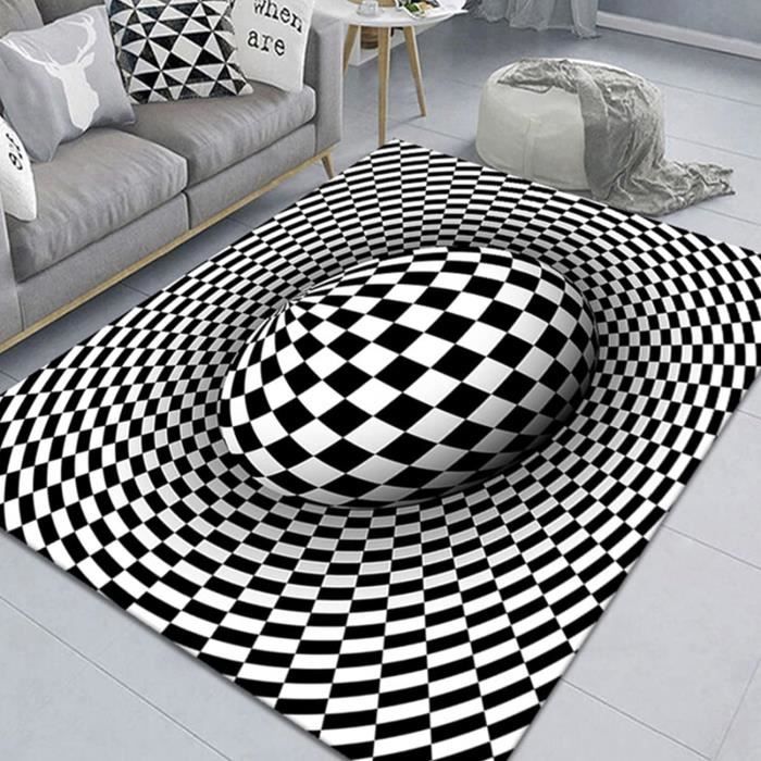 Tapis De Porte 3D Effet Illusion D'optique Noël - Rond, Antidérapant, Doux, Pour Salon, Chambre, Cuisine
