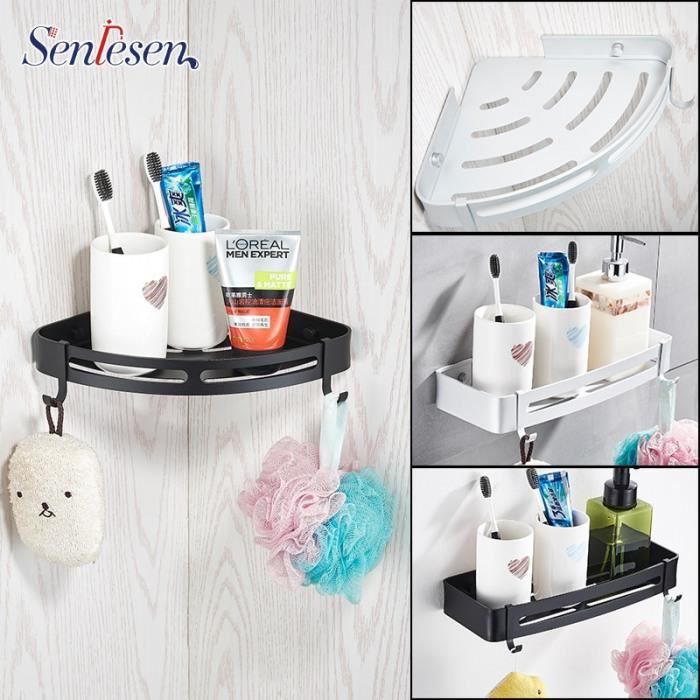 salle de bain etagere mural noir aluminium salle bain baignoire douche angle rangement cuisine accessoires de douche et baignoire