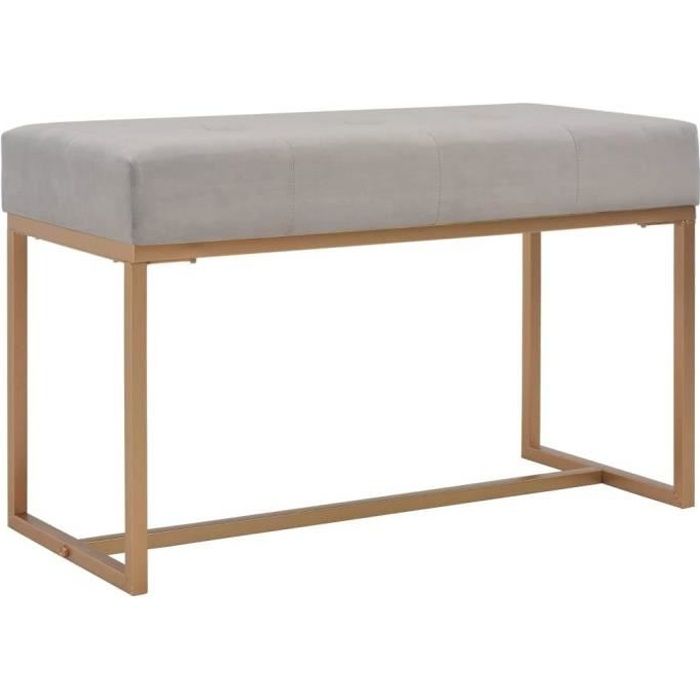 Banquette pouf tabouret meuble banc 80 cm gris velours 3002093