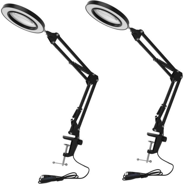 Nazano Lampe Loupe 8X Avec Lumière LED - 3 Modes & Support Pince - Idéale Lecture Et Précision