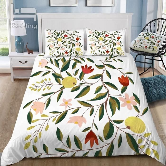 Housse de Couette Fleurs Roses Parure de Lit pour 2 Personnes, Dspirant