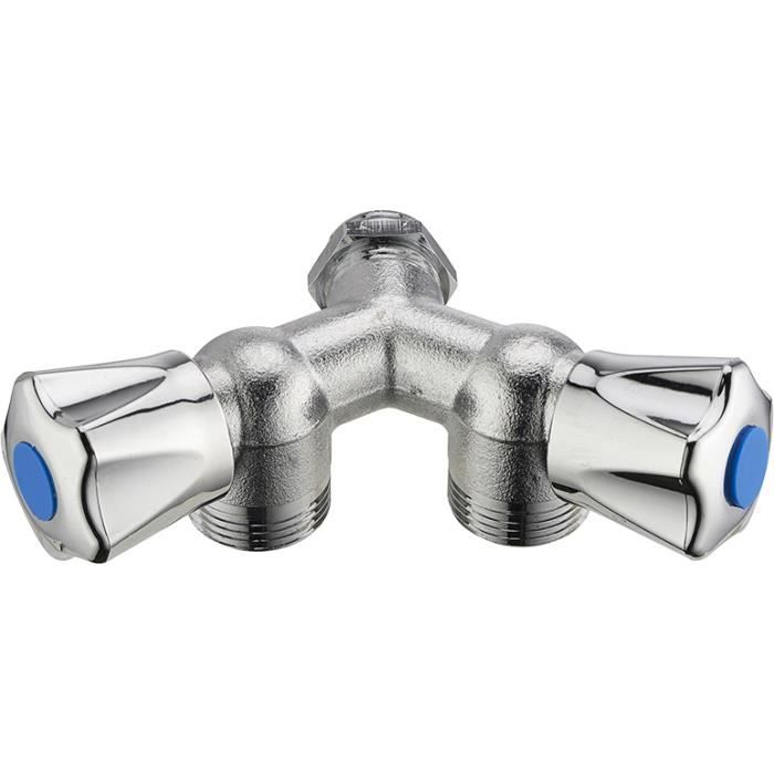 Robinet Extérieur 1/4 De Tour Laiton NOYON & THIEBAULT - Mâle 15x21 - Avec Raccord Nez De Robinet 15 Mm