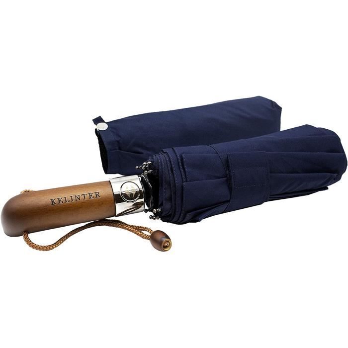 Parapluie Automatique Compact Et Coupe-vent - 10 Côtes - Bleu - Parfait Pour Les Voyages - Lot De 1