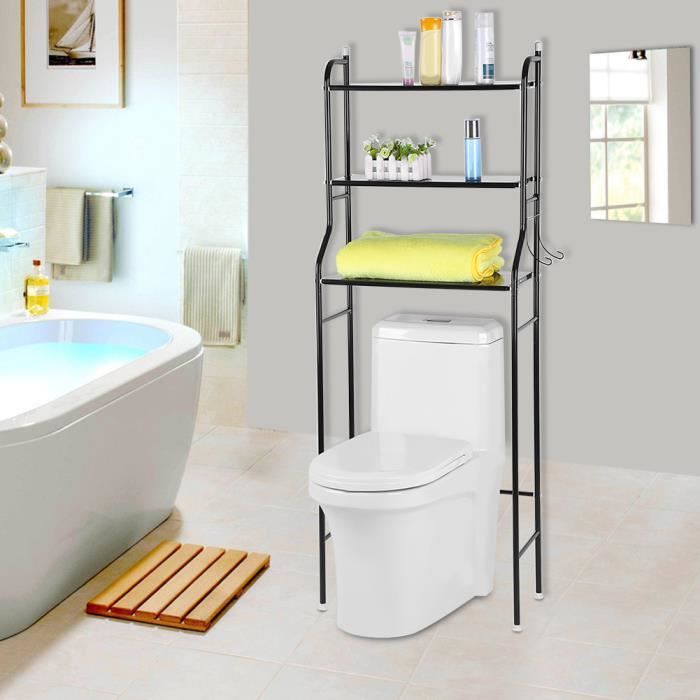 Meuble WC en métal - Étagère à salle de bains meuble de rangement dessus toilettes  wc lave-linge 56 x 25 x 151cm - Cdiscount Maison