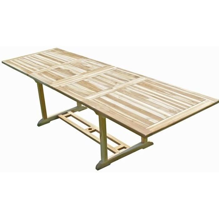 BATAN Table de jardin en teck 10/12 places - Cdiscount Jardin