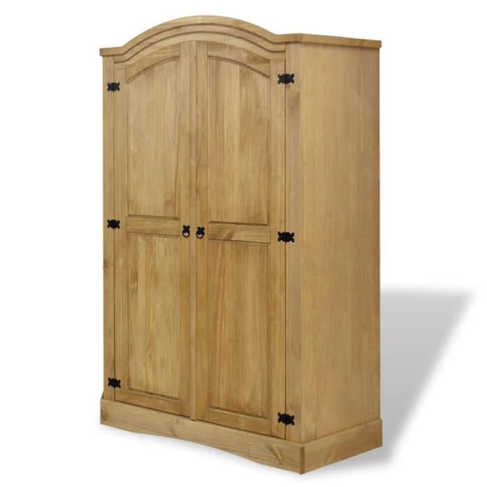 Armoire de chambre - Corona - Gamme Corona - 2 portes - Pin massif - Marron
