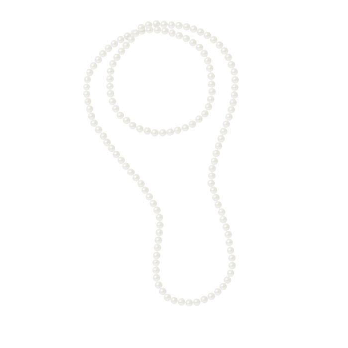 Pearls & Colors - Sautoir Collier Femme - Véritables Perles de Culture d'Eau Douce - AM17-SC-R89-WH-120