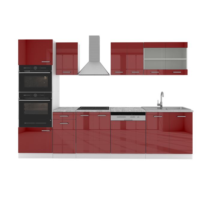 Cuisine Complete Vicco R Line 300cm Encastrable Rouge Bordeaux Brillant 4251421935860 Cdiscount Maison