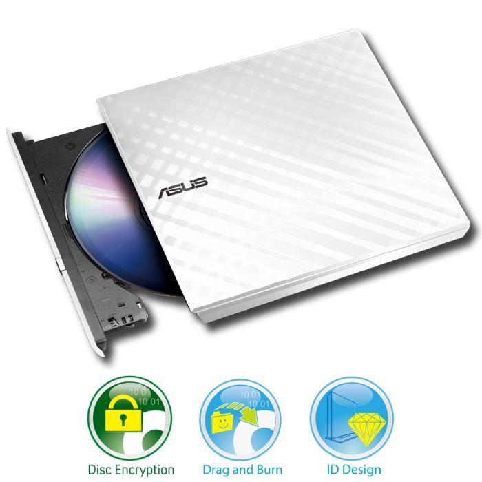 Graveur DVD externe Asus SDRW-08D2S-U LITE - 8x Slim - USB 2.0 - Disc Encryption - Garantie 2 ans