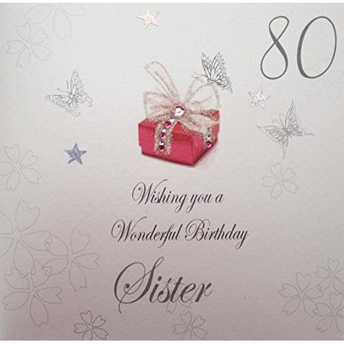 White Cotton Cards Happy 80th Birthday To A Lovely Mum Handmade Card Pink Gerbera Flower, DS24