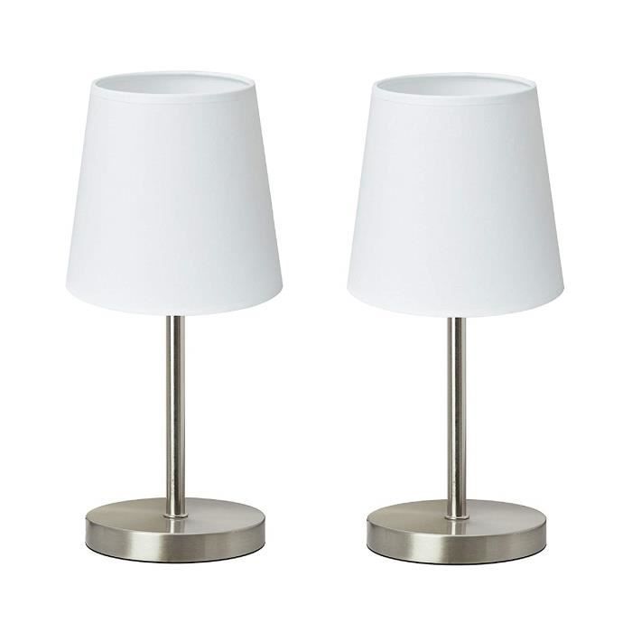 Trango lampe de table Lampe de chevet lampe de bureau Lampe Grey avec abat-jour en tissu en gris TG2017-08G 