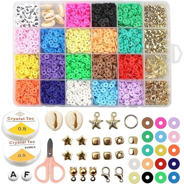 Perles Plates pour Bracelet Ensemble de Perles en Argile Polymère pour Jeux éducatifs pour Bijoux Collier Boucles d'Oreilles Bracelets Fournitures d'artisanat à la Main de création 6mm Perles Plates pour Bracelet Ensemble de Perles en Argile Polymère pour Jeux éducatifs pour Bijoux Collier Boucles d'Oreilles Bracelets Fournitures d'artisanat à la Main de création 6mm