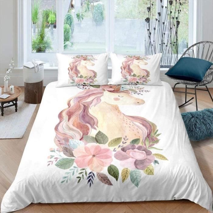 Housse De Couette Fleur Smiley Jaune Fermeture éclair Cachée Et 2 Taie D'oreiller, 100