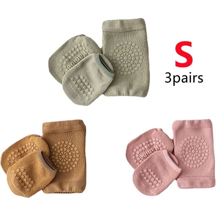 Genouillere Bébé Rampants Jambières Genouillères Respirants chaussettes pour Tout-Petits avec points en caoutchouc antidérapants S