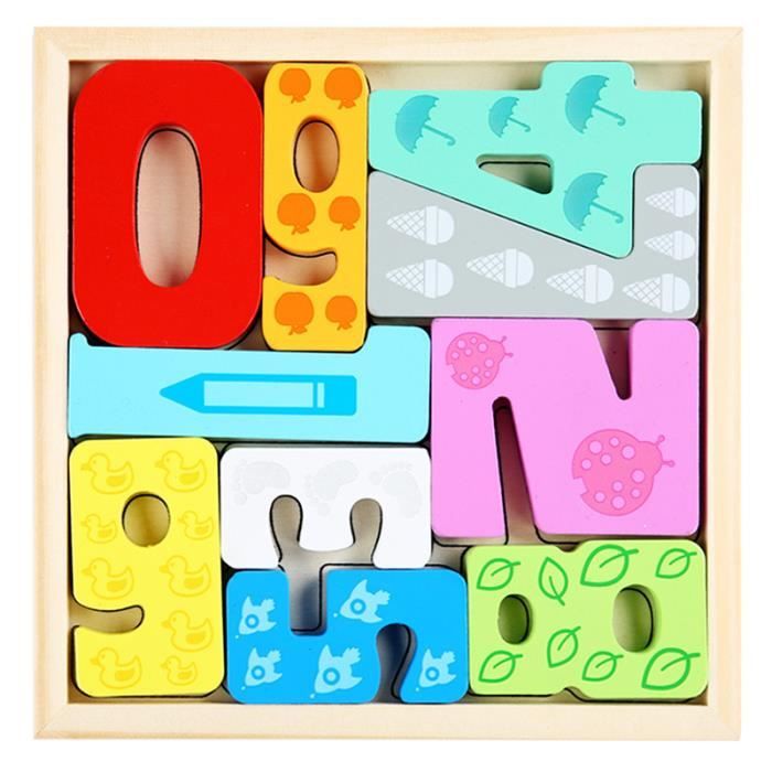 Jeu de Puzzle en Bois Alphabet - Lettres/ Nombres/ Formes - Jouets  Éducatifs pour Enfants de 1 à 4 Ans - Cdiscount Jeux - Jouets