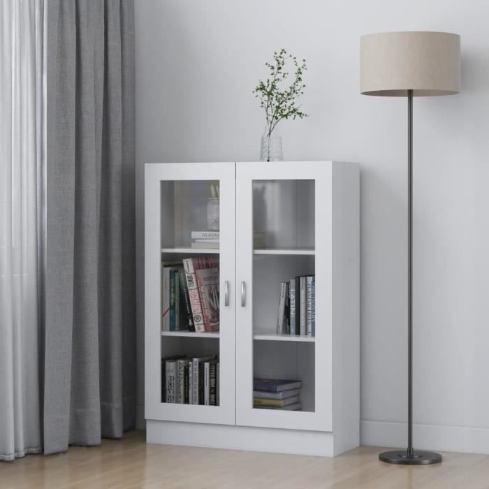Festnight Meuble de Rangement Armoire à vitrine Blanc 82,5x30,5x115 cm Aggloméré
