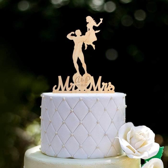 Karen S Cake Toppers 0291 Decoration Humoristique Pour Gateau De Mariage Halterophilie Cdiscount Maison