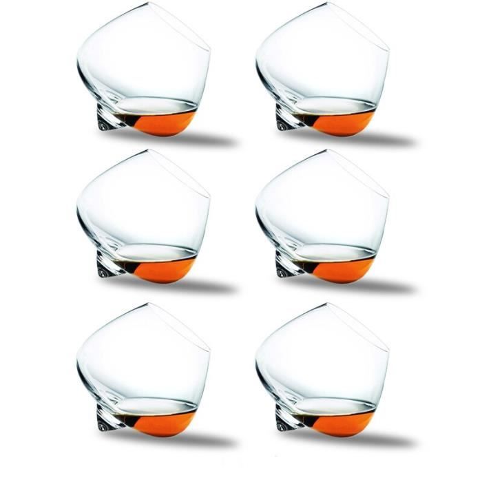 Lot 6 Verres à Vin & Cocktails Striés 400 Ml - Orange Brillant, Élégants Et Résistants