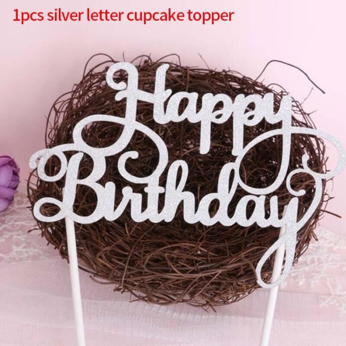Decoration De Fete Premier Joyeux Anniversaire Cadre Photo Banniere Decoration Enfants Bebe Garcon Fille Type 1pcs Silver Topper Cdiscount Maison