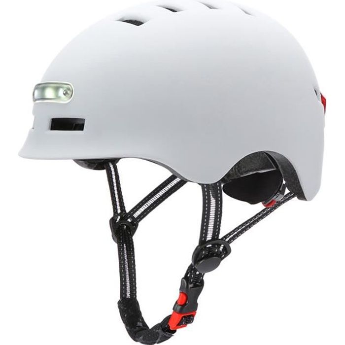 Casque de vélo pour adultes hommes femmes avec lumière USB rechargeable - Blanc - Taille M