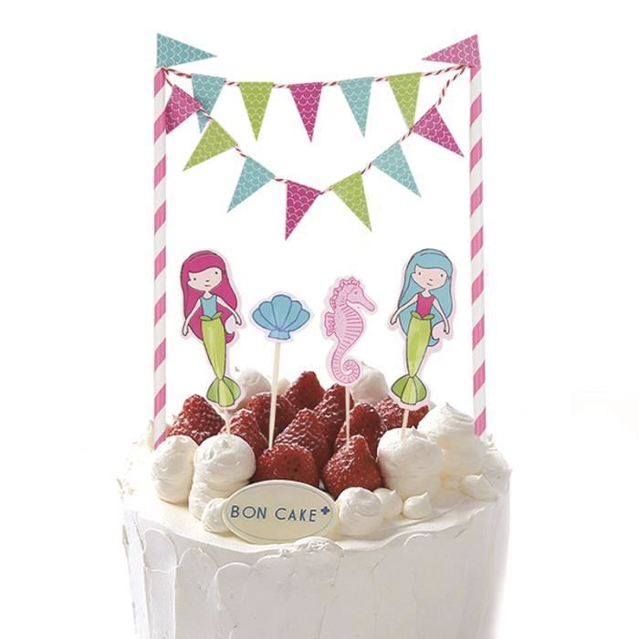 Lot De 1 Gateau Topper De Sirene Decoration De Partie Baby Shower Mariage Fete Fille Anniversaire Cdiscount Maison